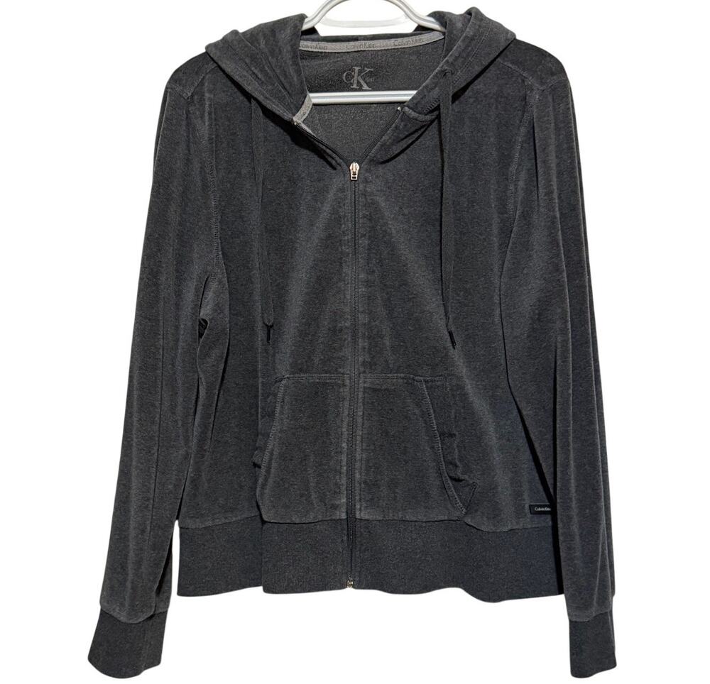 Calvin Klein Women's Gray Soft Hooded Zip Up Jacket Size XL